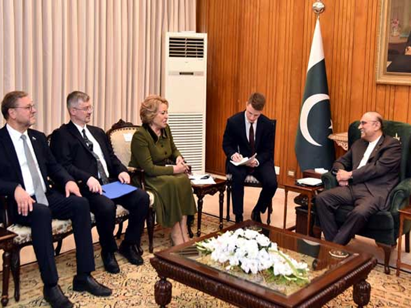 President Zardari, Speaker Russian Federation Council Valentina discuss trade, investment, agri, energy