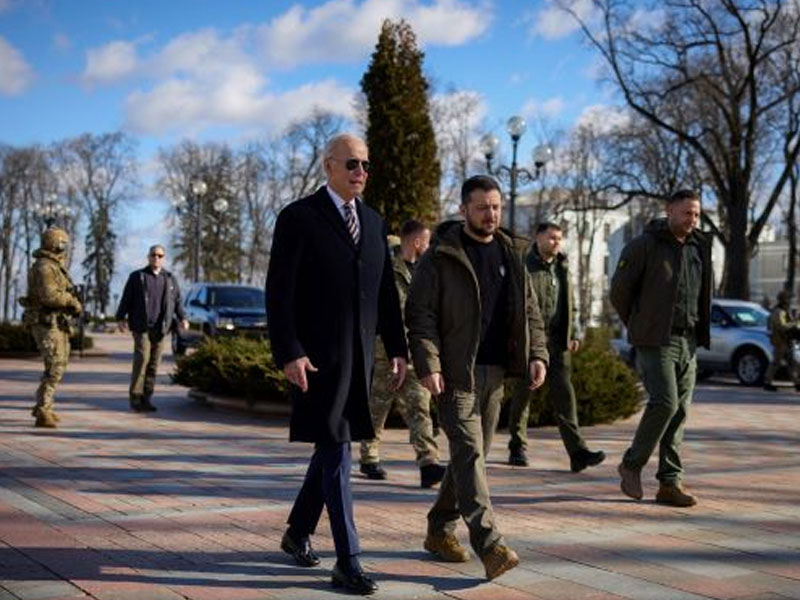 Biden walks through Ukraine capital ahead of war’s anniversary