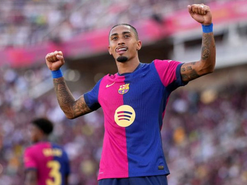 Raphinha bags hat-trick as Barcelona thrash Valladolid in La Liga