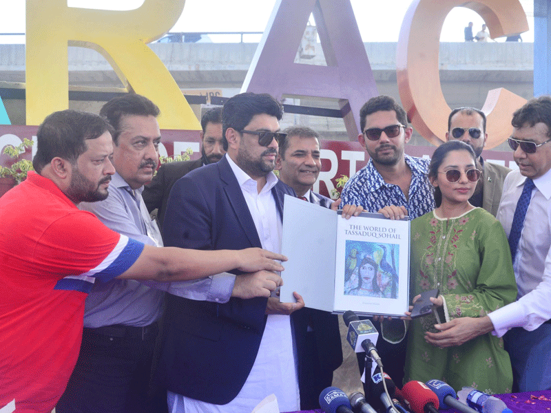 Tessori inaugurates ‘I love Karachi’ board at Sohrab Goth