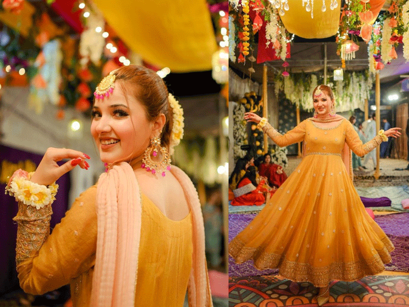 Rabeeca looks drop dead gorgeous in yellow at friend’s dholki