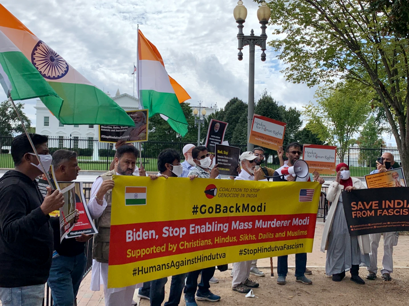 Indian communities protest outside White House amid Modi's visit