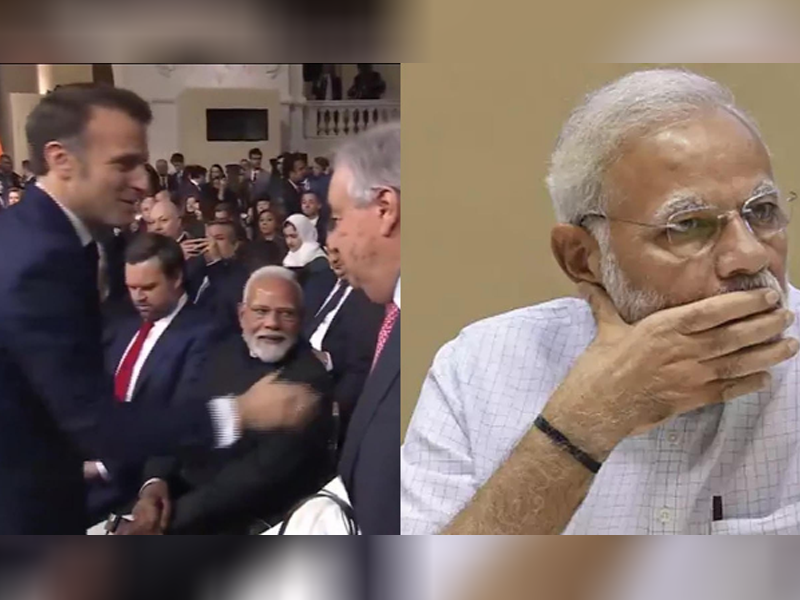 Embarrassment for Modi as Macron ignores handshake attempt