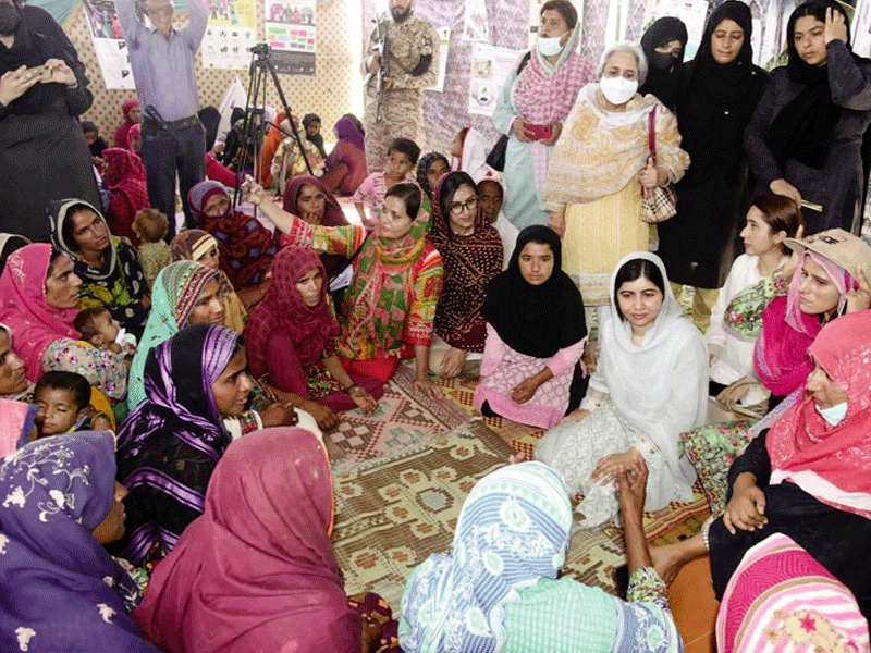 Malala Yousafzai visits Dadu district, reviews flash-flood devastation