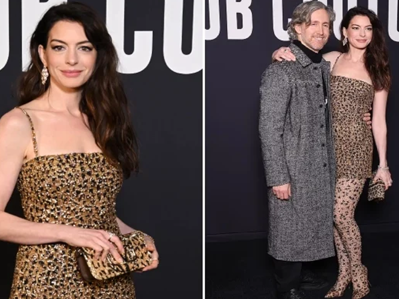 Anne Hathaway makes bold leopard statement at PFW