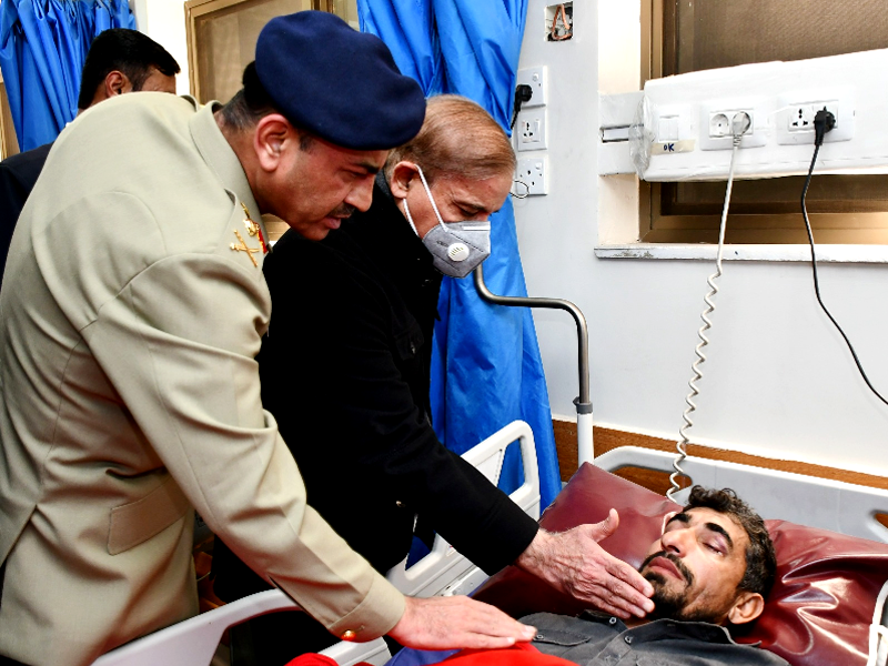 PM Shehbaz, COAS Munir inquire after health of injured in Peshawar blast