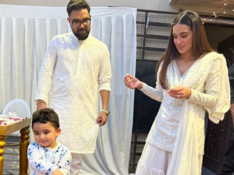 Iqra Aziz, Yasir Hussain look beautiful at family wedding