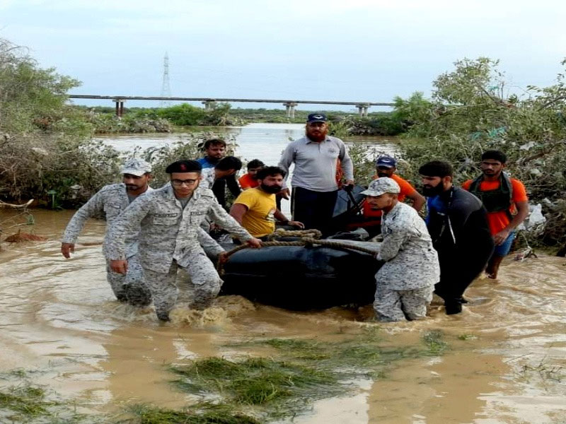 Pakistan Navy rescue operation continues in flood affected areas