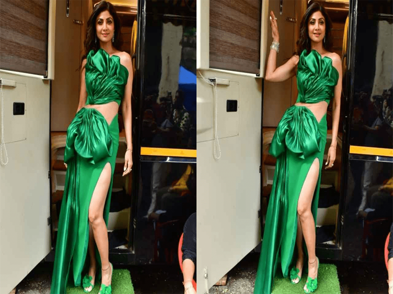 Shilpa shines in cut-out green gown