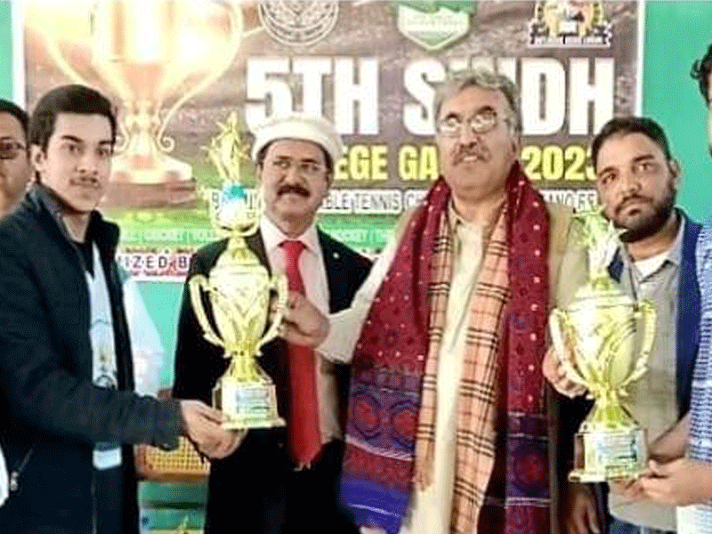 Badminton trophy of 5th Sindh College Games clinched by Boys Degree College Larkana