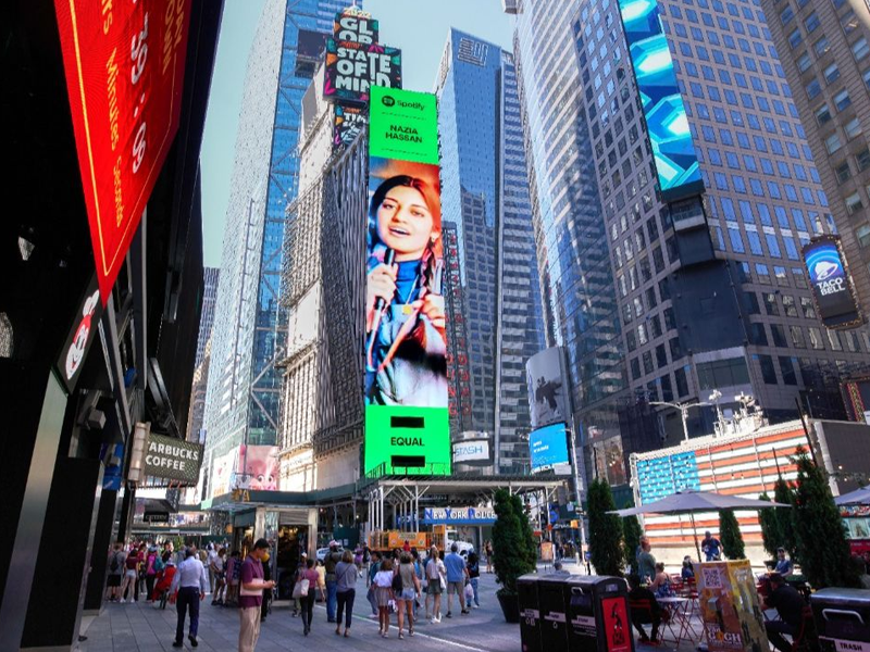 Nazia Hassan shines on Times Square’s Billboard as EQUAL Ambassador