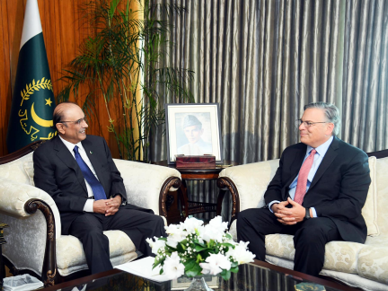 President Zardari meets US envoy, calls for enhancing bilateral ties