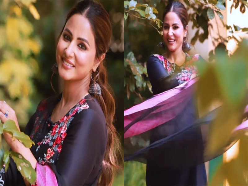 Hina looks lovely in floral shalwar suit