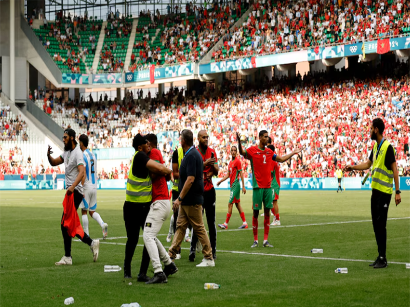 Chaos, Crowd trouble as Morocco beats Argentina in Men’s Olympic Football opener