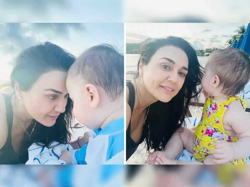 Preity Zinta writes touching birthday notes for twins Gia, Jai on first birthday