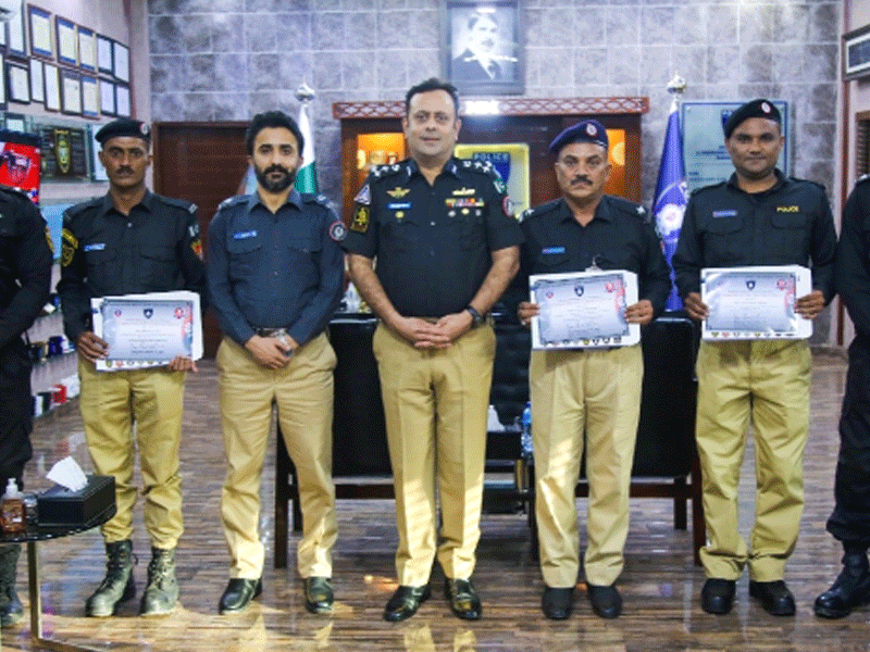 Certificates, cash reward awarded to Mizal-15 police by DIG Dr Maqsood