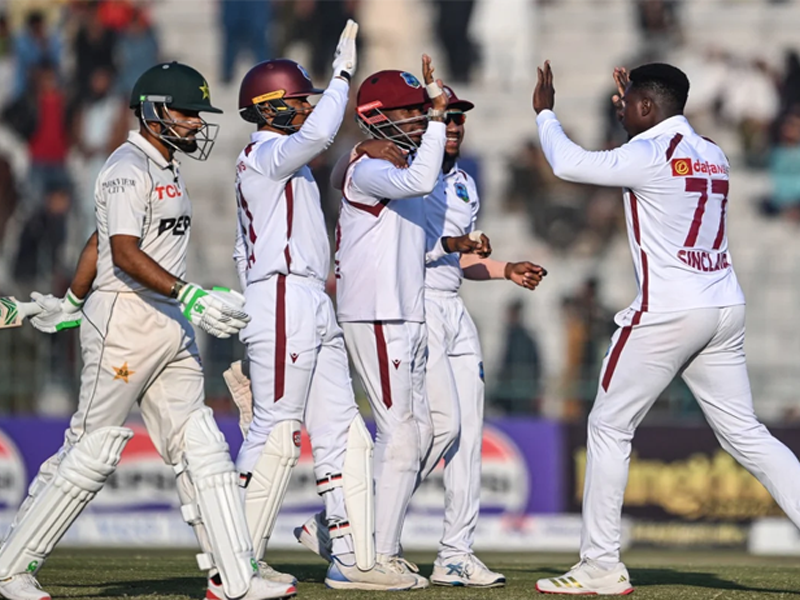 Pakistan stumble at 76-4 in second innings as West Indies eye series-equalising win