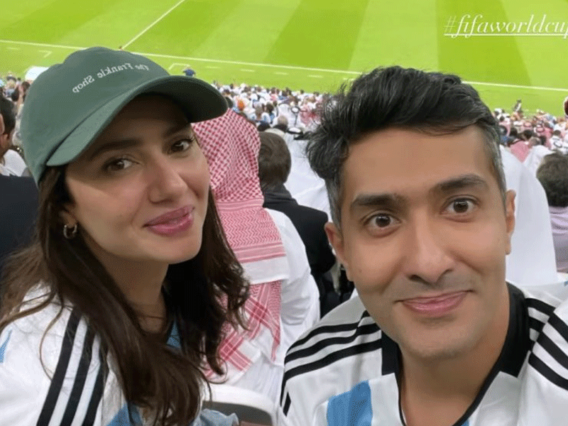 Mahira cheers for Argentina at FIFA World Cup semi-final in Qatar