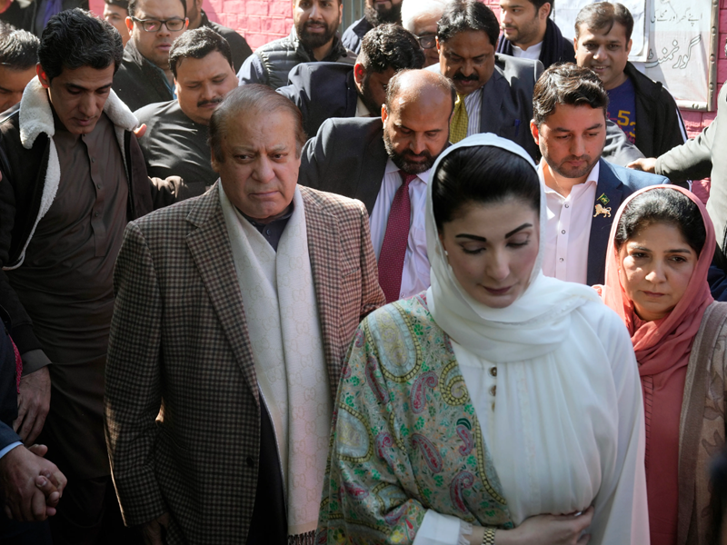 Nawaz Sharif casts vote Lahore’s Model Town